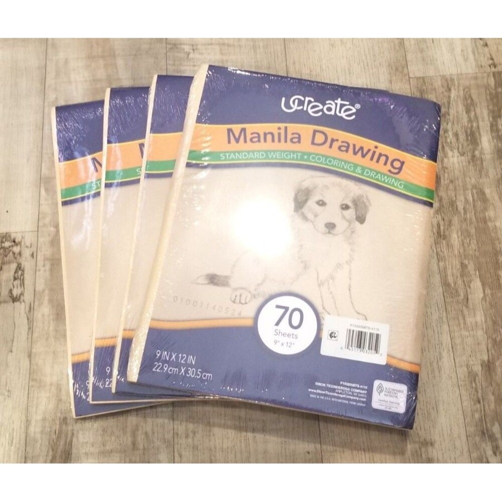 Lot Of 4 UCreate Manila Drawing Paper Standard Weight 9 in x 12 in 70 Sheets New